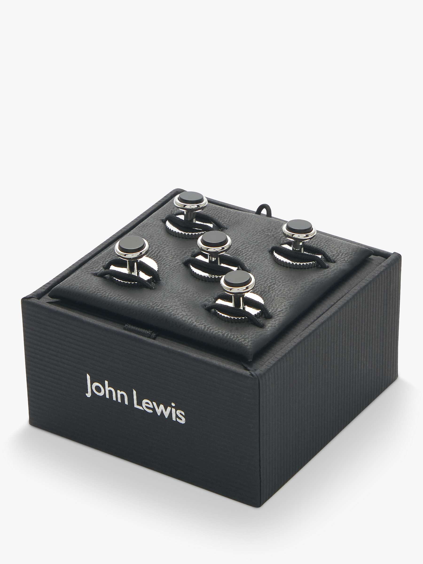 Buy John Lewis Dress Shirt Studs, Pack of 5, Silver/Onyx Online at johnlewis.com