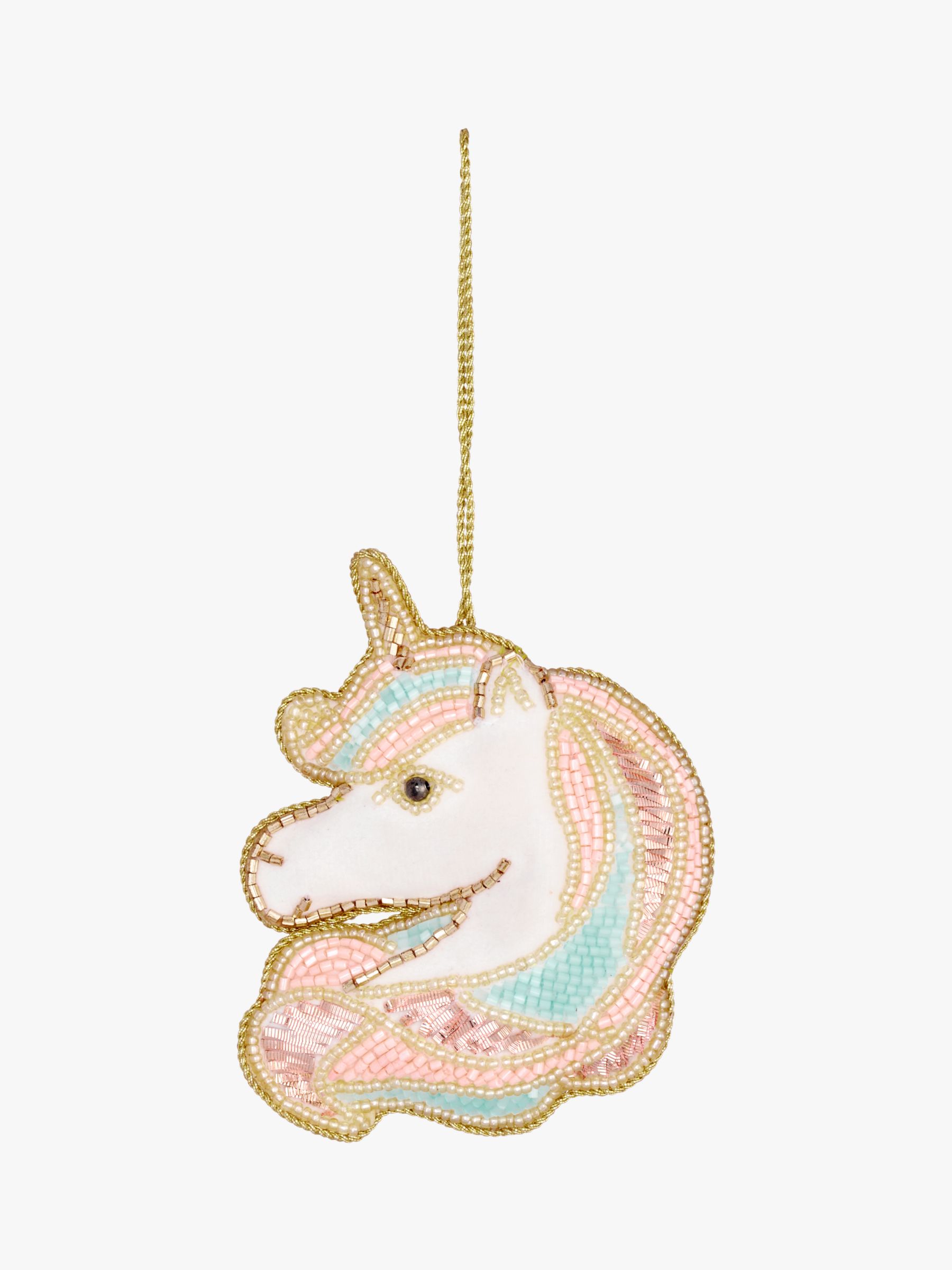 John Lewis Winter Fairytale Beaded Unicorn Tree Decoration