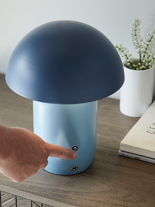 John Lewis Mushroom Portable Dimmable Table Lamp, Haze Blue/Lake Blue