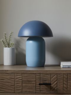 John Lewis Mushroom Portable Dimmable Table Lamp, Haze Blue/Lake Blue