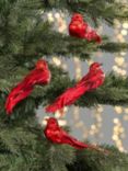 John Lewis Royal Fairytale Glitter Birds Clip On Tree Decorations, Pack of 4, Red