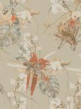 Galerie Exotic Parrot Wallpaper, BW51027, Orange/Brown/Beige BW51027