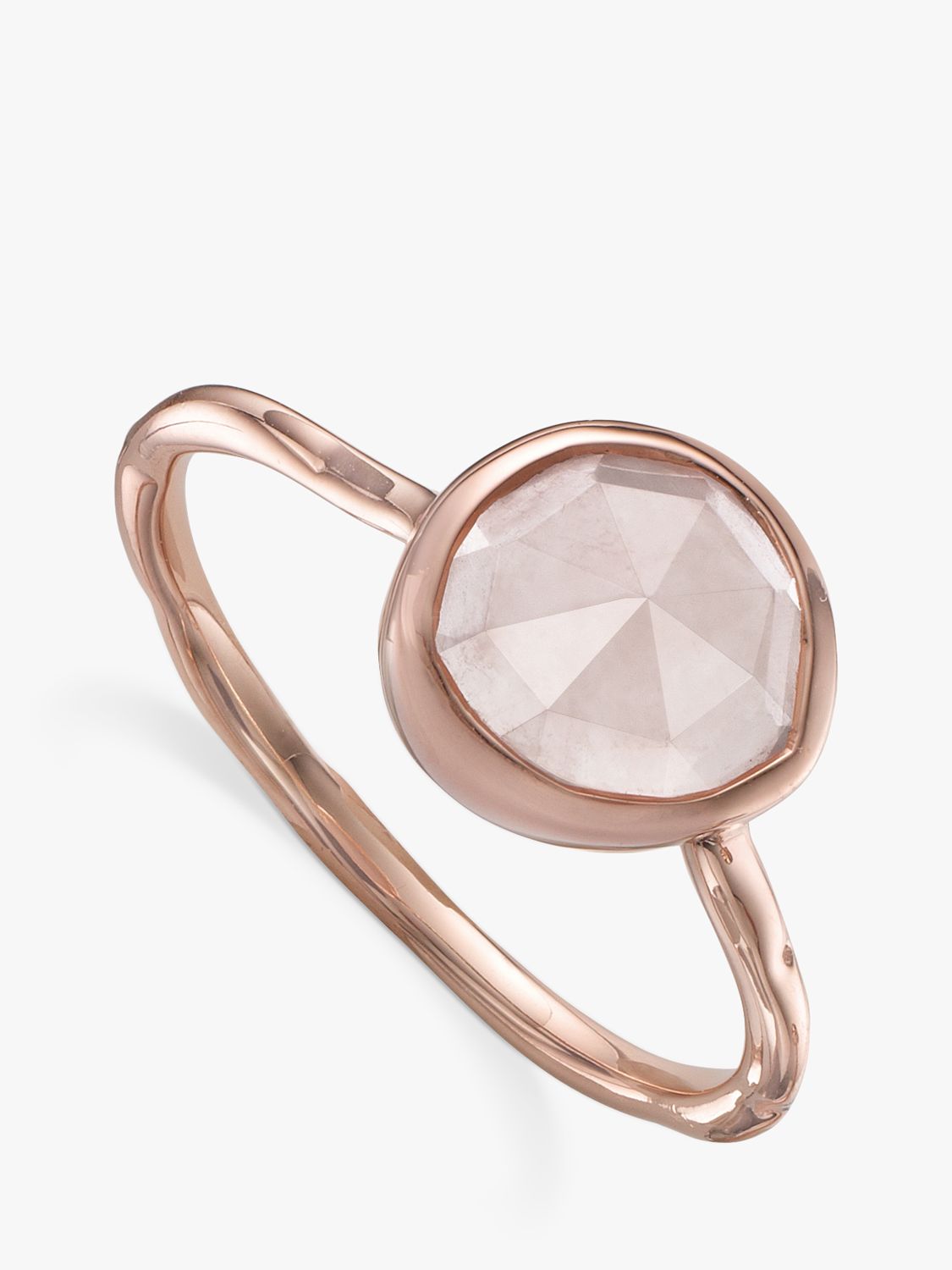 Monica Vinader Siren Rose Quartz Ring, Rose Gold/Pink
