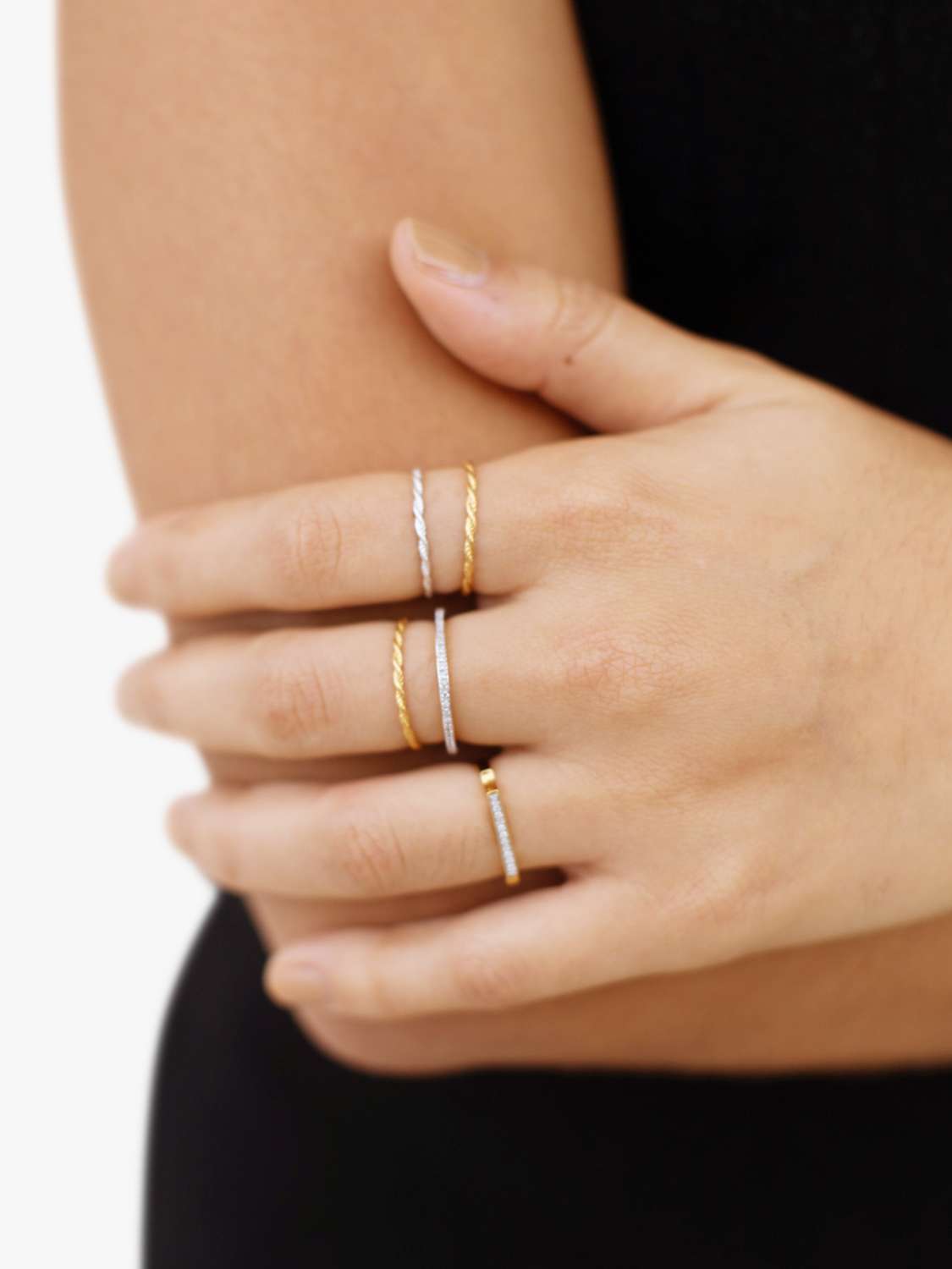 Buy Monica Vinader Corda Skinny Stacking Ring, Gold Online at johnlewis.com