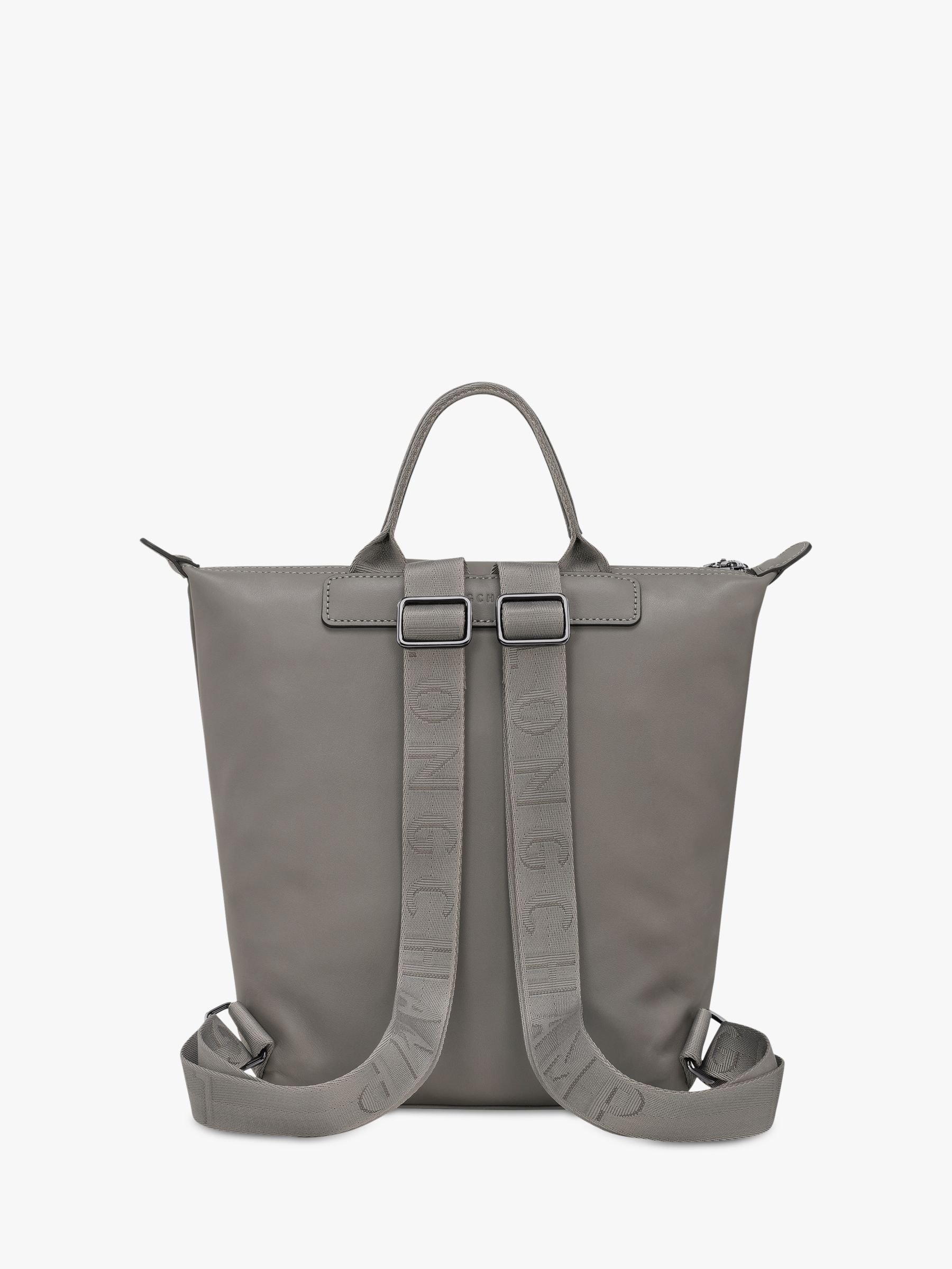 Longchamp Small Le Pliage Xtra Leather Backpack in Gray