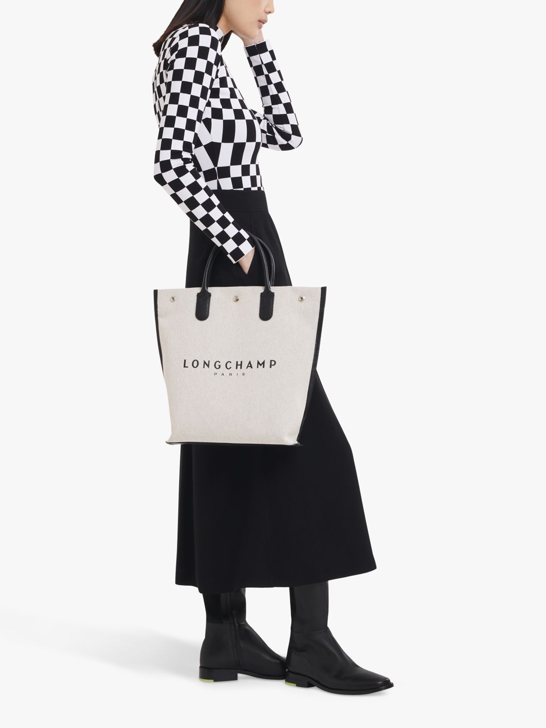 Longchamp Roseau Large Canvas Shopper Bag, Ecru at John Lewis