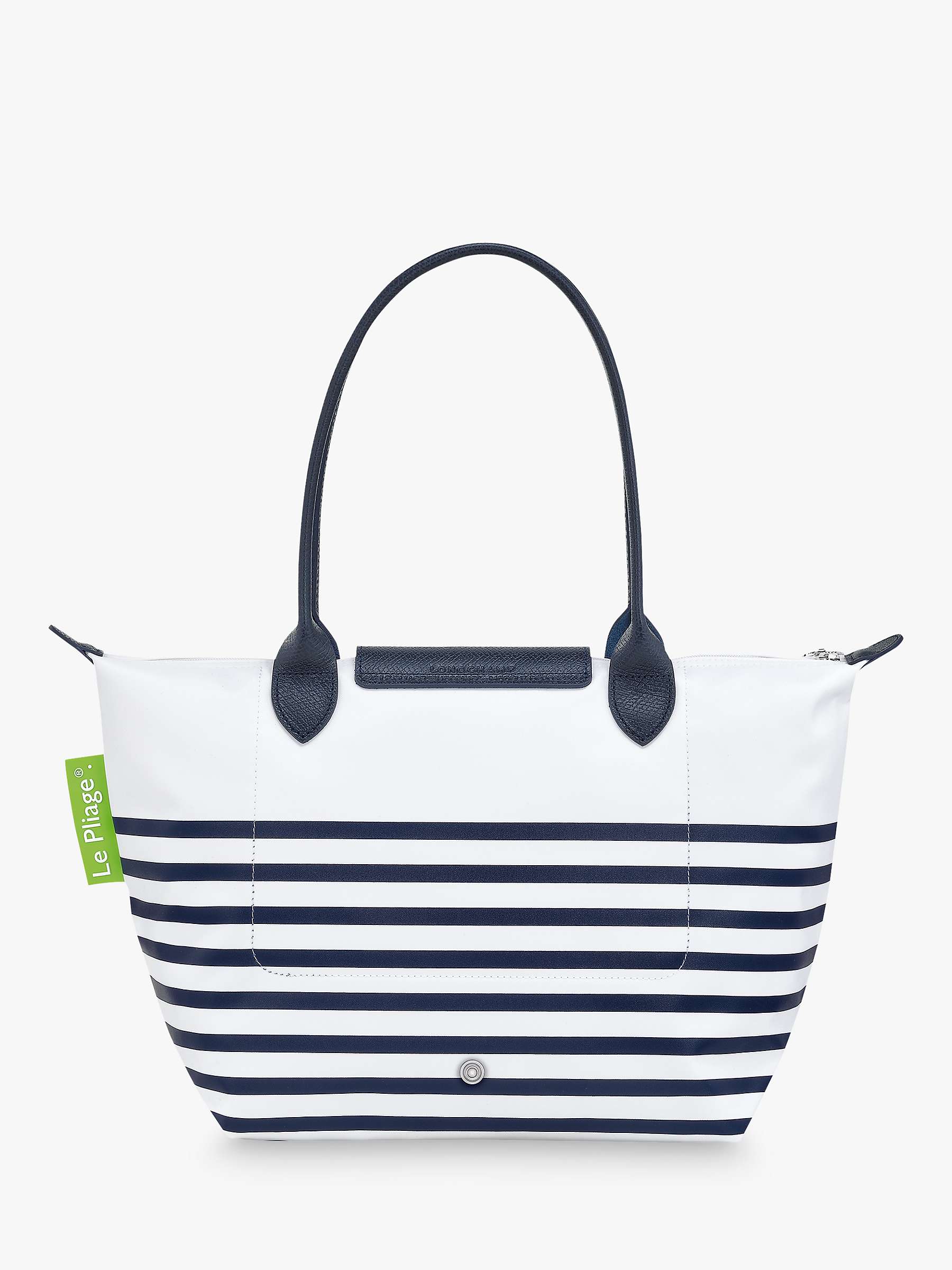Buy Longchamp Le Pliage Striped Tote Bag, Navy/White Online at johnlewis.com