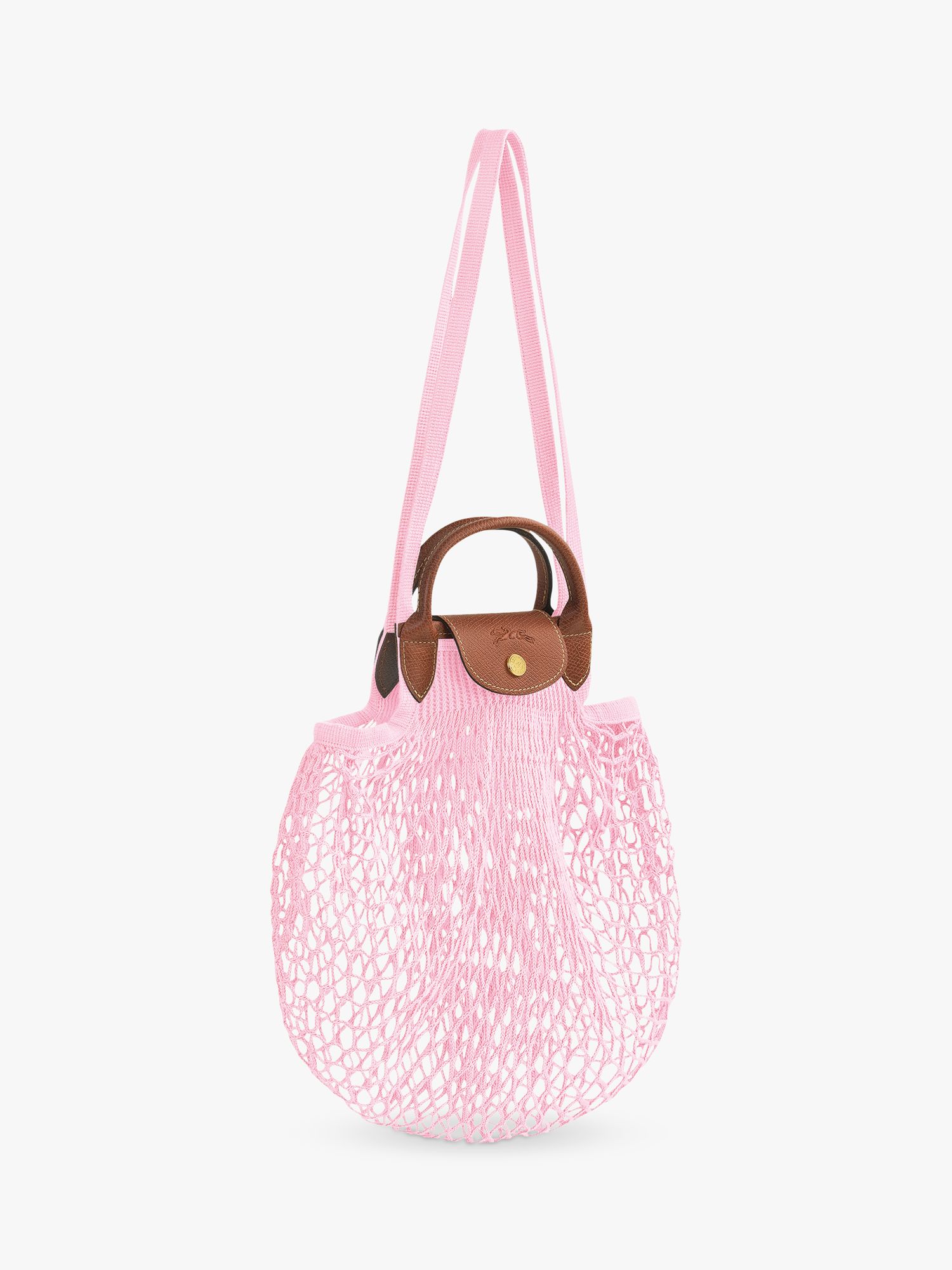 Longchamp Le Pliage Filet Mini Top Handle Bag, Pink at John Lewis & Partners