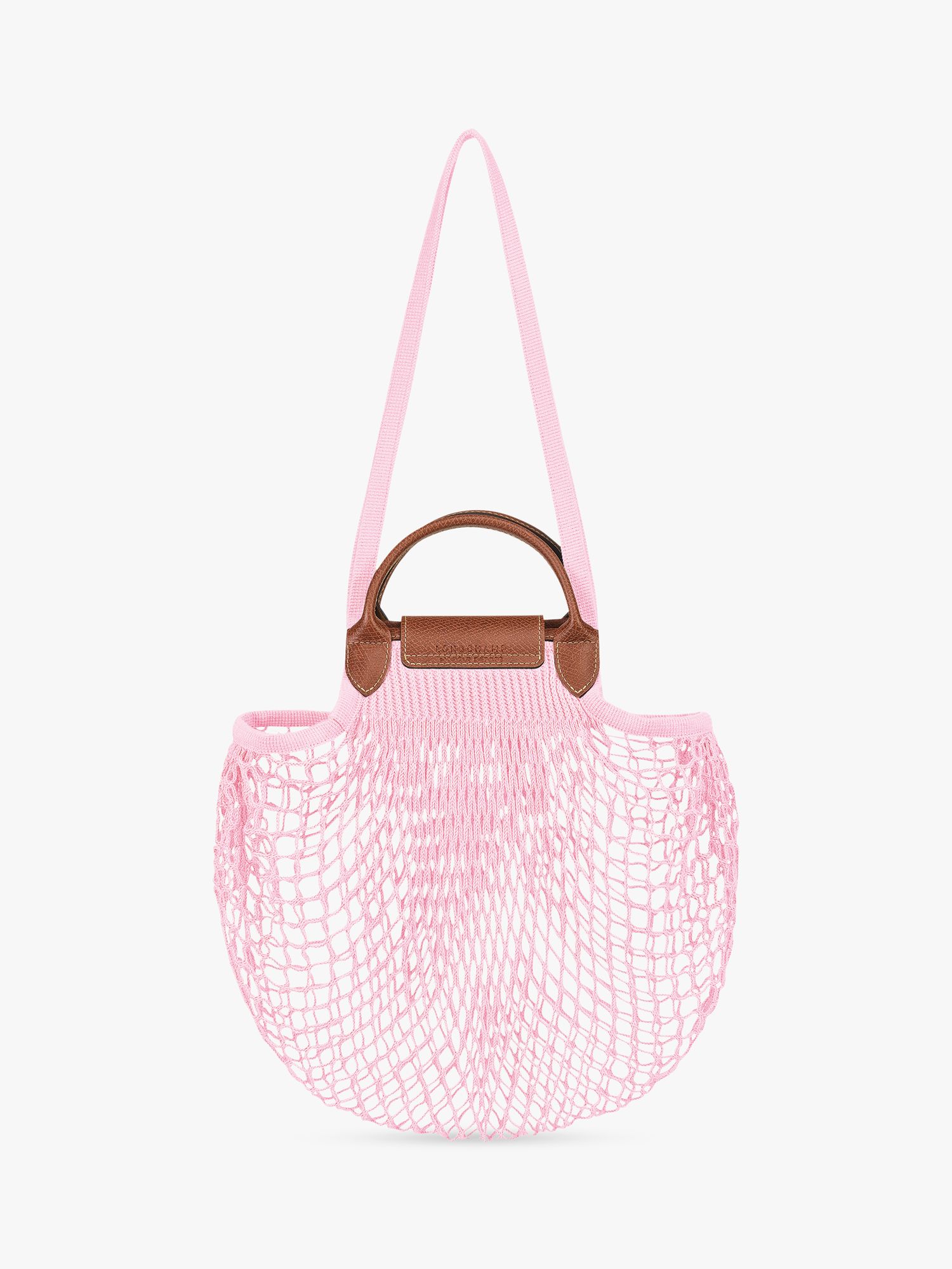 Longchamp Le Pliage Filet Mini Top Handle Bag, Pink at John Lewis & Partners