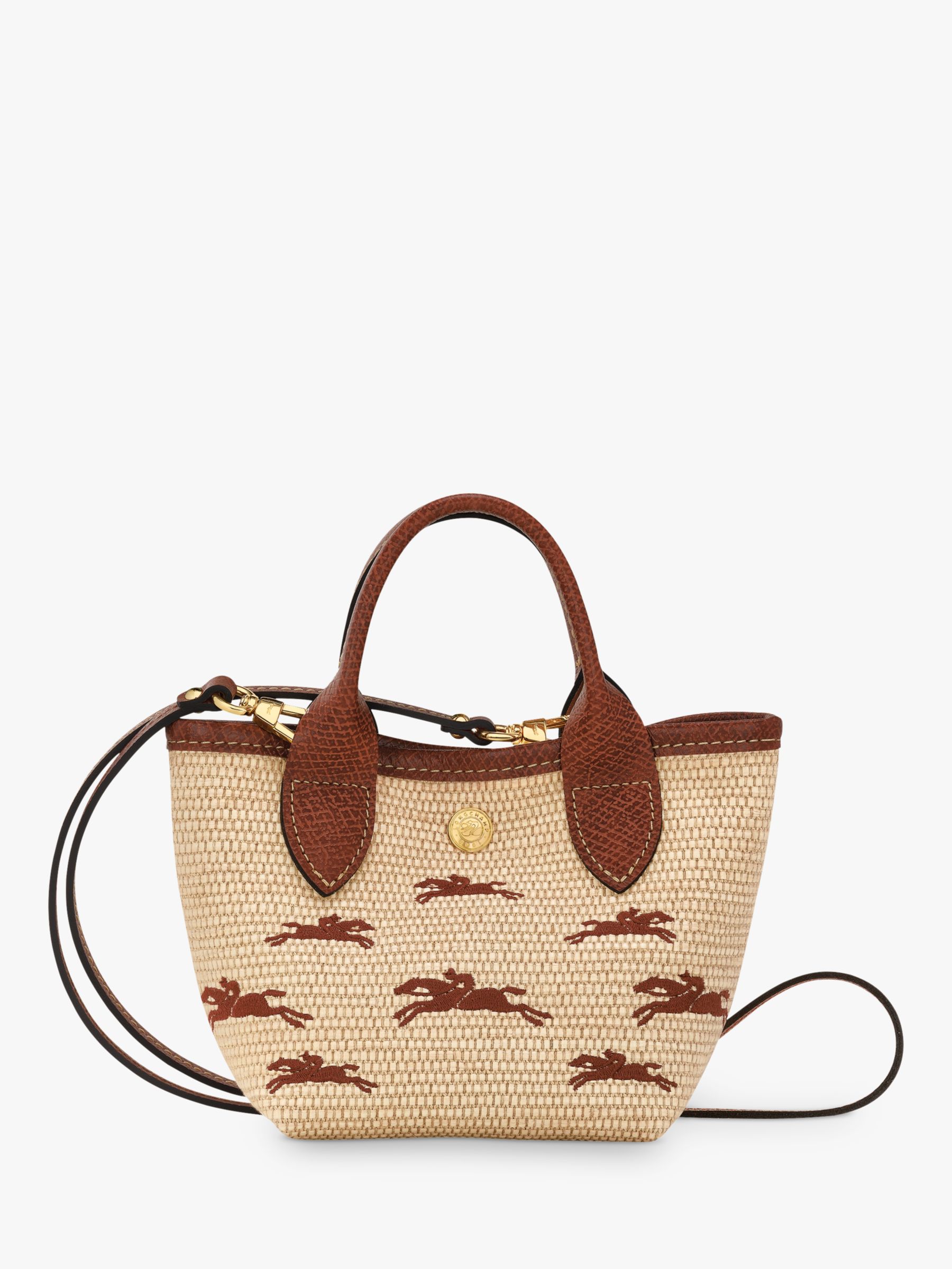 Longchamp Le Panier Pliage Basket Cross Body Bag, Brown/Natural