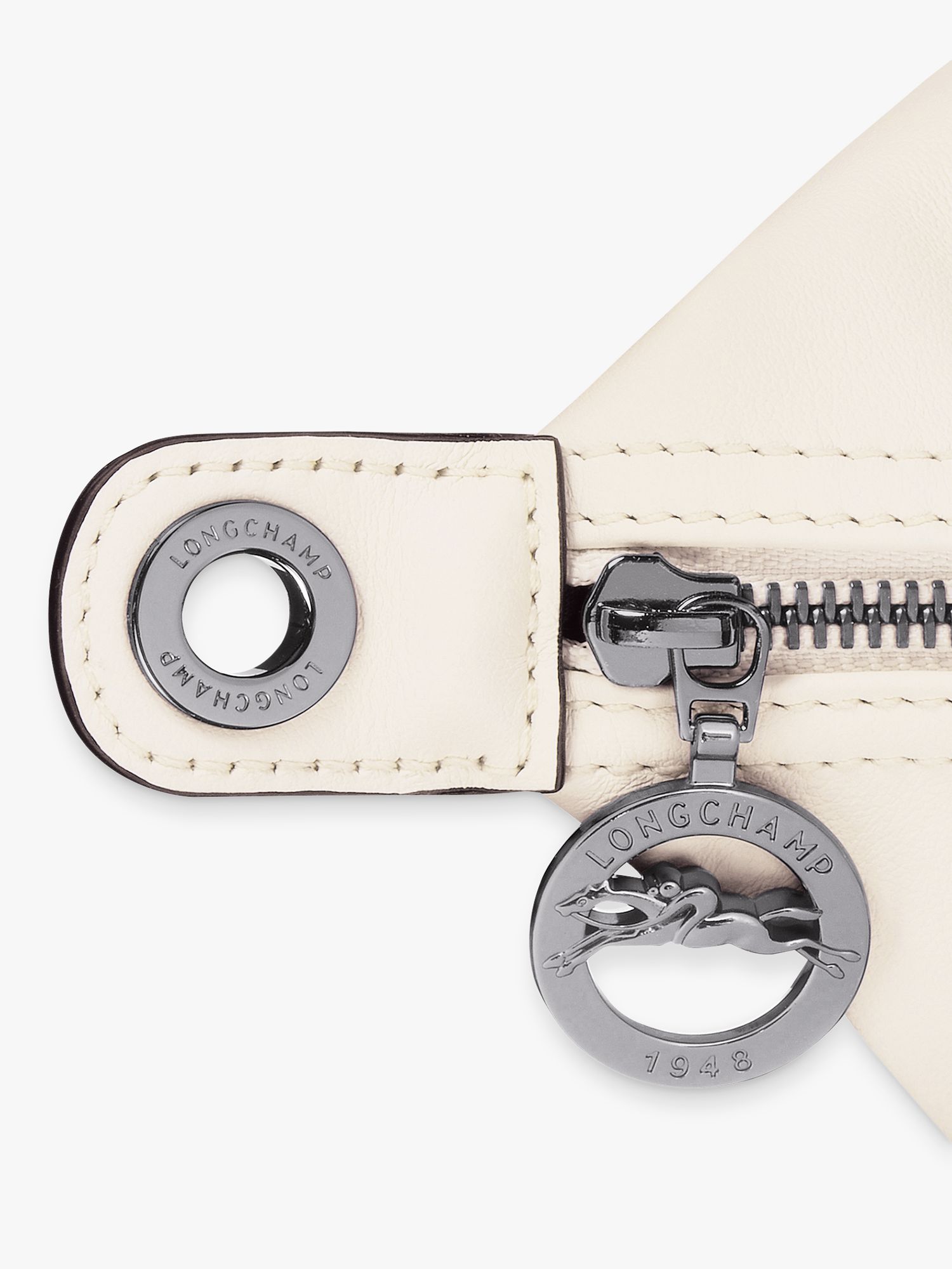 New Longchamp Le Pliage Cuir Turtledove Leather Key Ring Mini