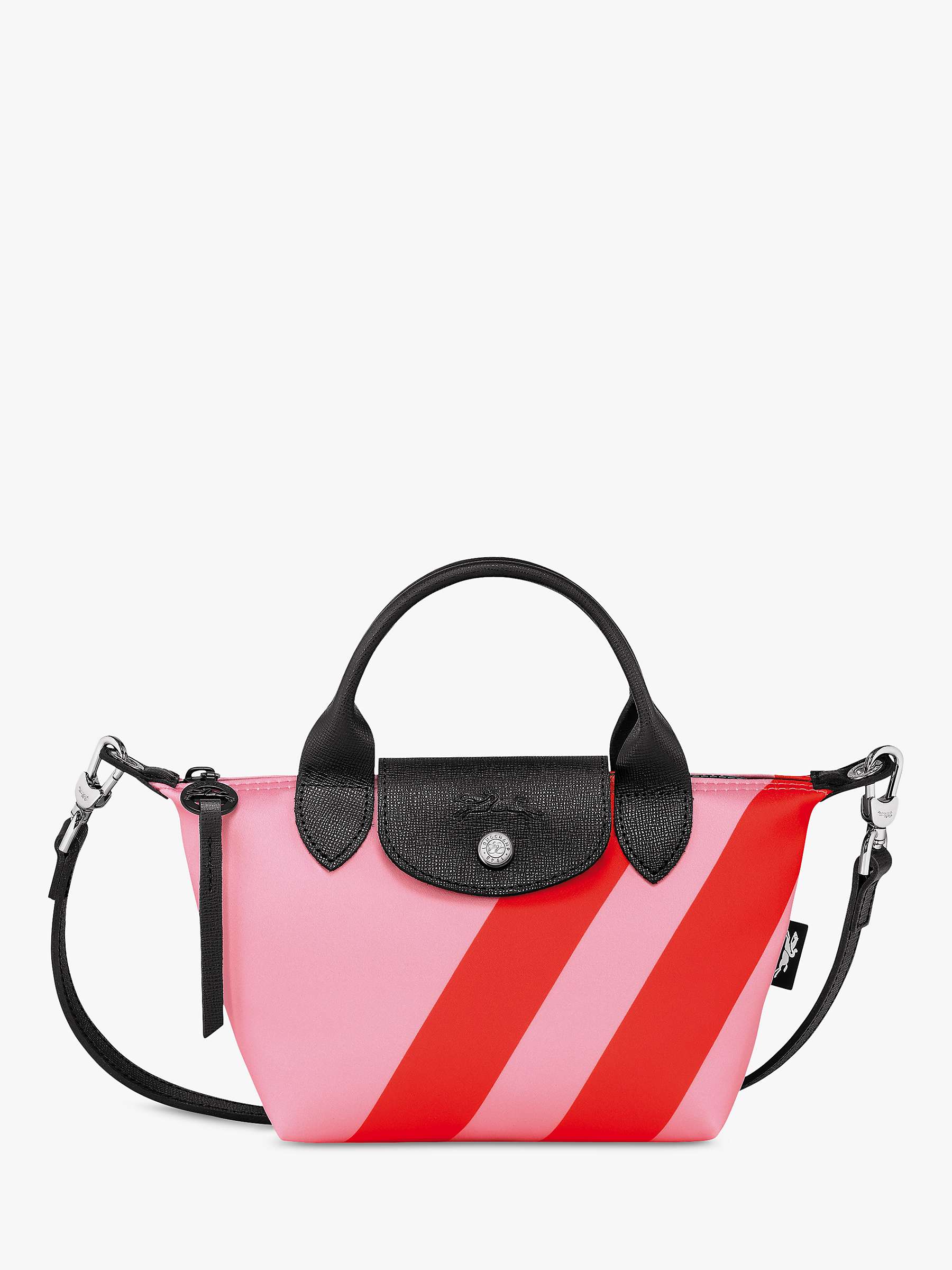 Longchamp Le Pliage Stripe Mini Cross Body Bag, Pink/Orange at