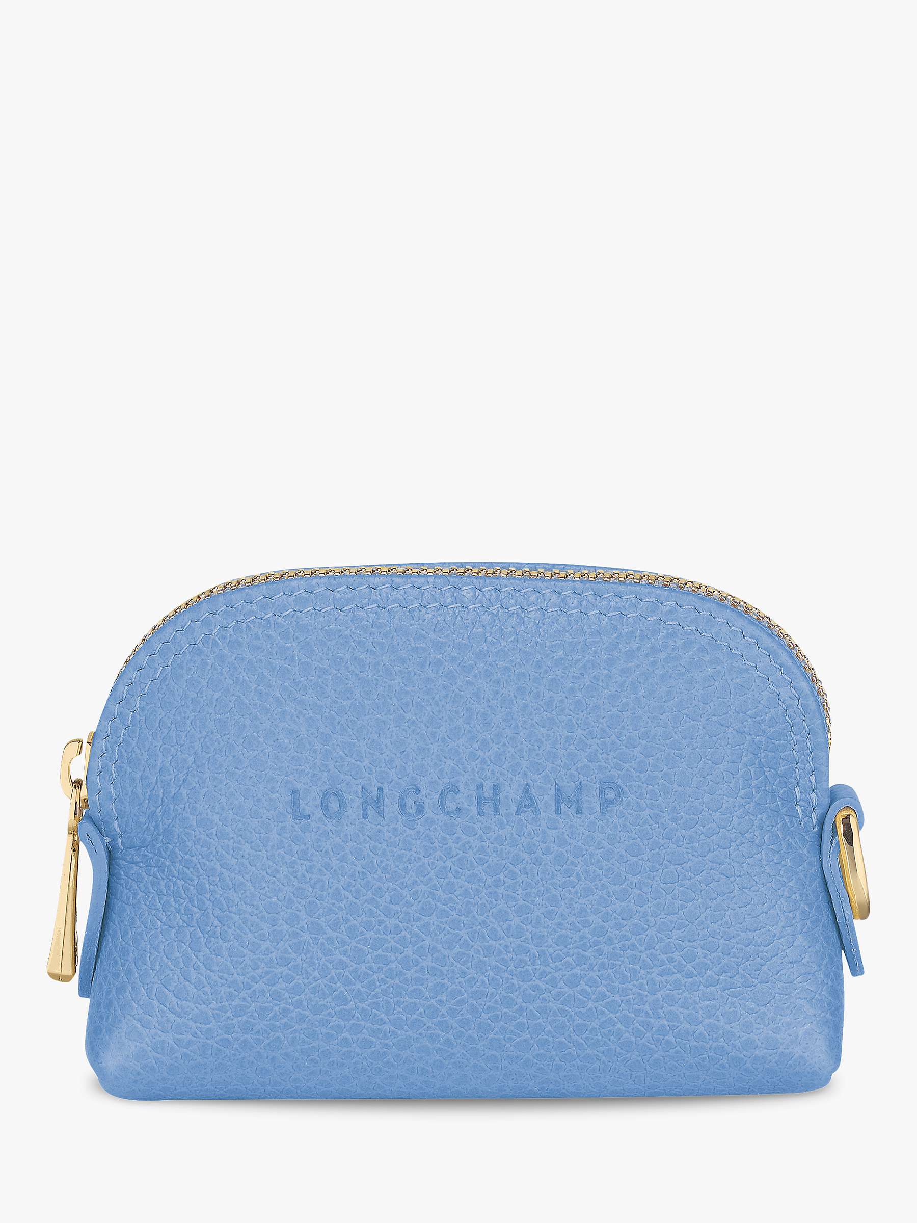 Longchamp Le Foulonné Leather Coin Purse, Cloud Blue at John Lewis ...