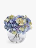 Floralsilk Artificial Hydrangeas in Glass Globe Vase, H20cm