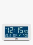 Braun BC10 Temperature & Date Digital Alarm Clock, White