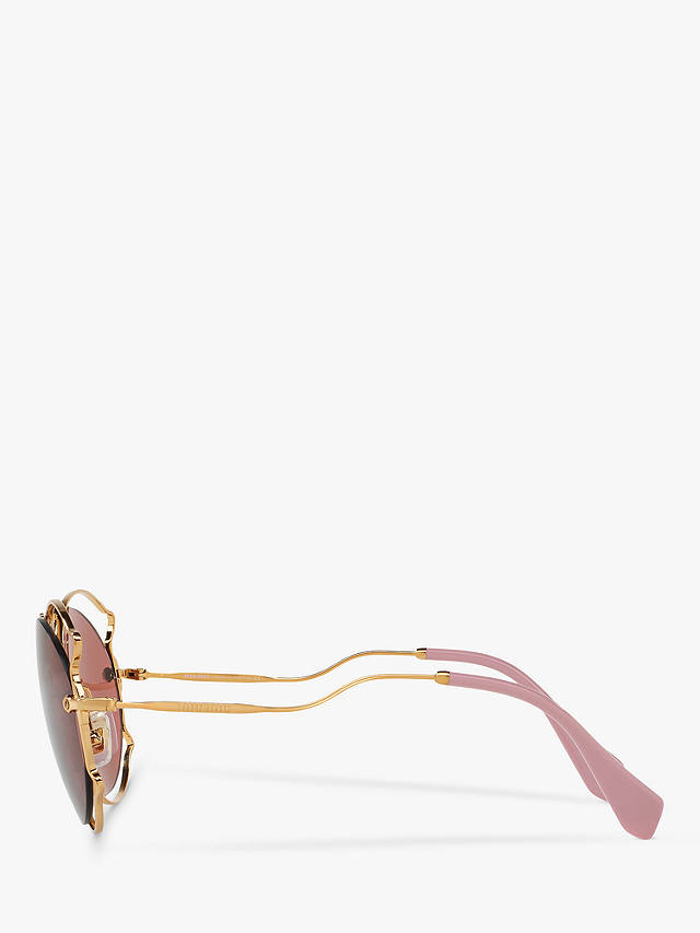 Miu Miu MU 50SS Women's Irregular Sunglasses, Antique Gold/Purple