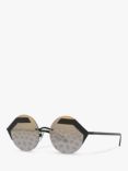 BVLGARI BV6089 Round Sunglasses, Black/Silver Multi