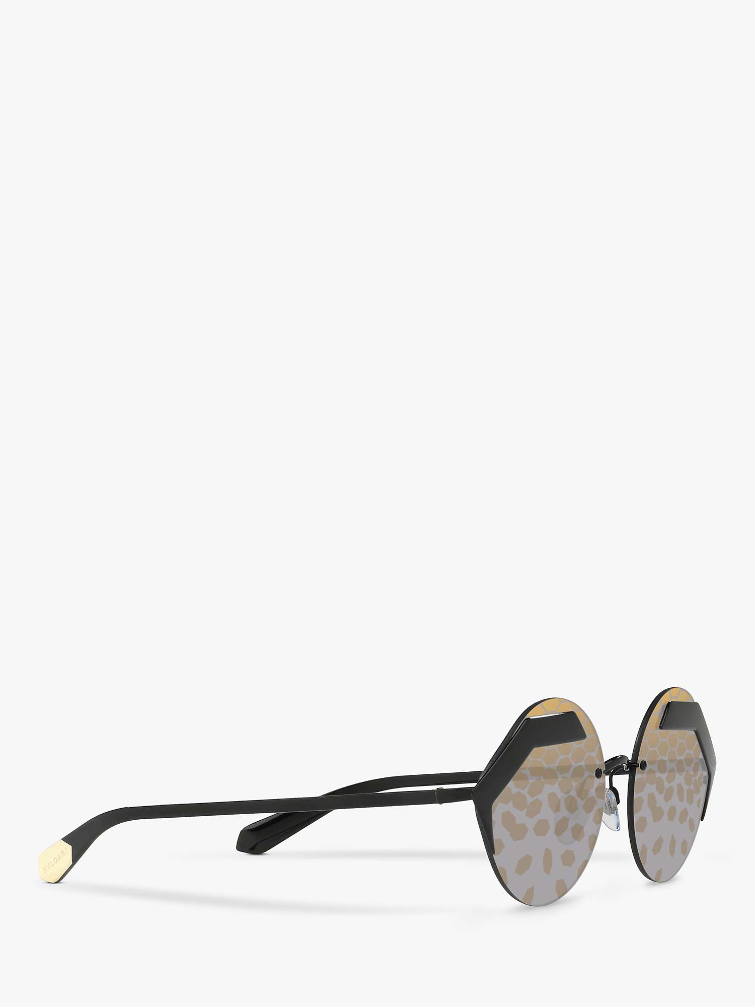 Buy BVLGARI BV6089 Round Sunglasses, Black/Silver Multi Online at johnlewis.com