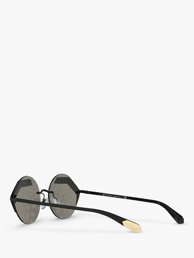 BVLGARI BV6089 Round Sunglasses, Black/Silver Multi