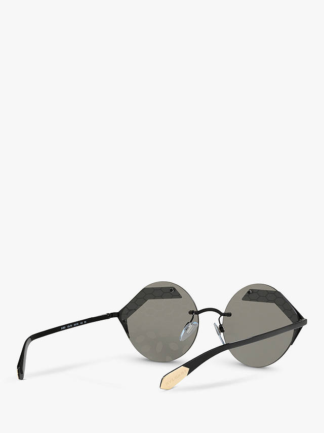 BVLGARI BV6089 Round Sunglasses, Black/Silver Multi