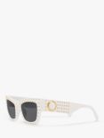 Versace VE4358 Women's Studded Rectangular Sunglasses, White/Grey