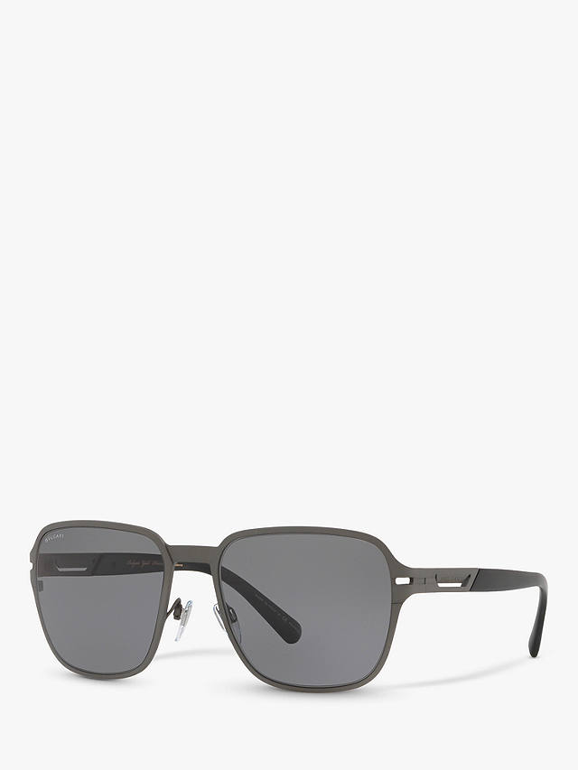 BVLGARI BV5046TK Men's Polarised Square Sunglasses, Matte Grey/Grey