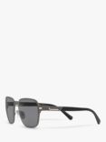 BVLGARI BV5046TK Men's Polarised Square Sunglasses, Matte Grey/Grey