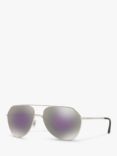 Dolce & Gabbana DG2191 Women's Aviator Sunglasses, Silver/Mirror Grey