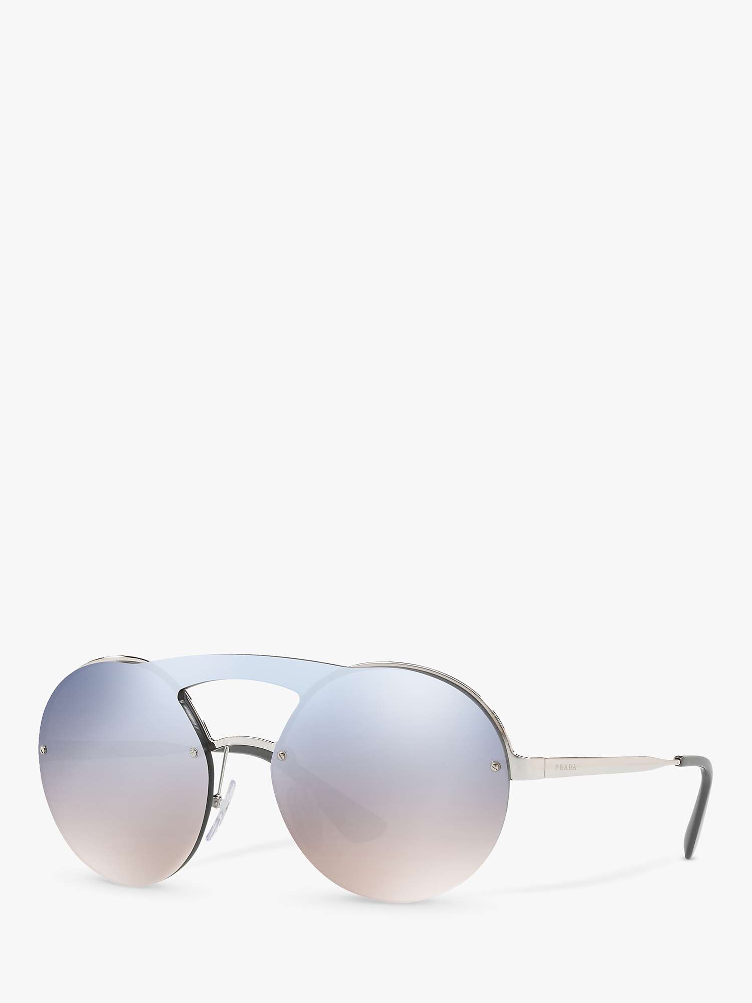 Buy Prada PR 65TS Women's Catwalk Round Sunglasses, Silver/Mirror Blue Online at johnlewis.com
