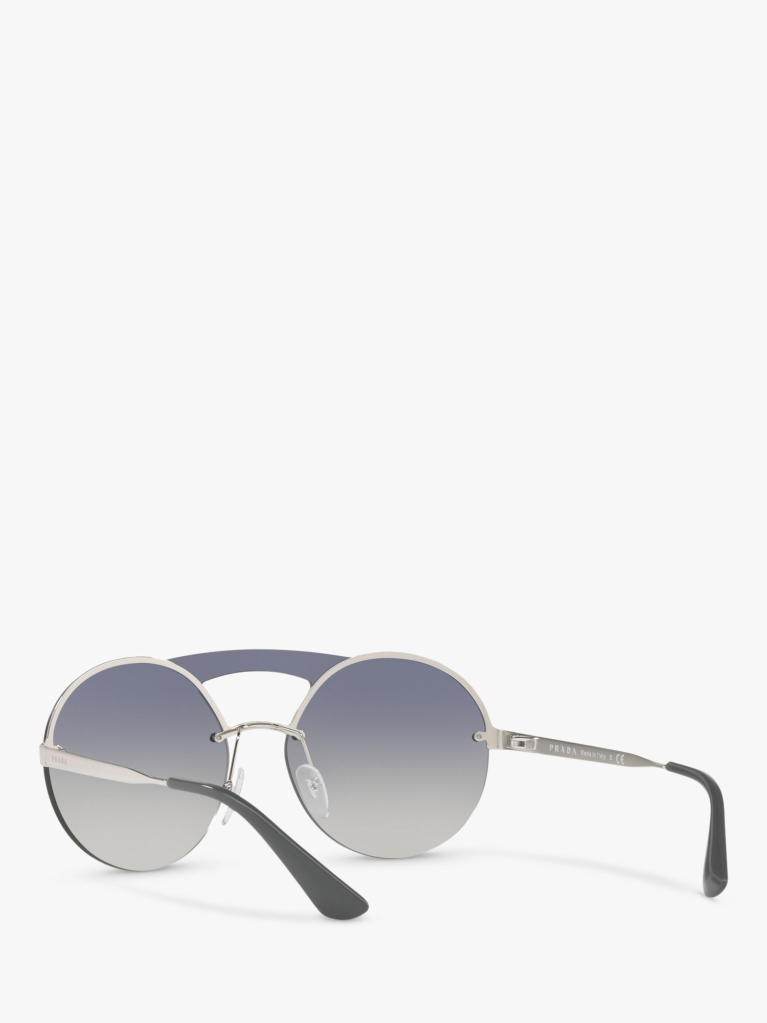 Prada PR 65TS Women's Catwalk Round Sunglasses, Silver/Mirror Blue at John  Lewis u0026 Partners