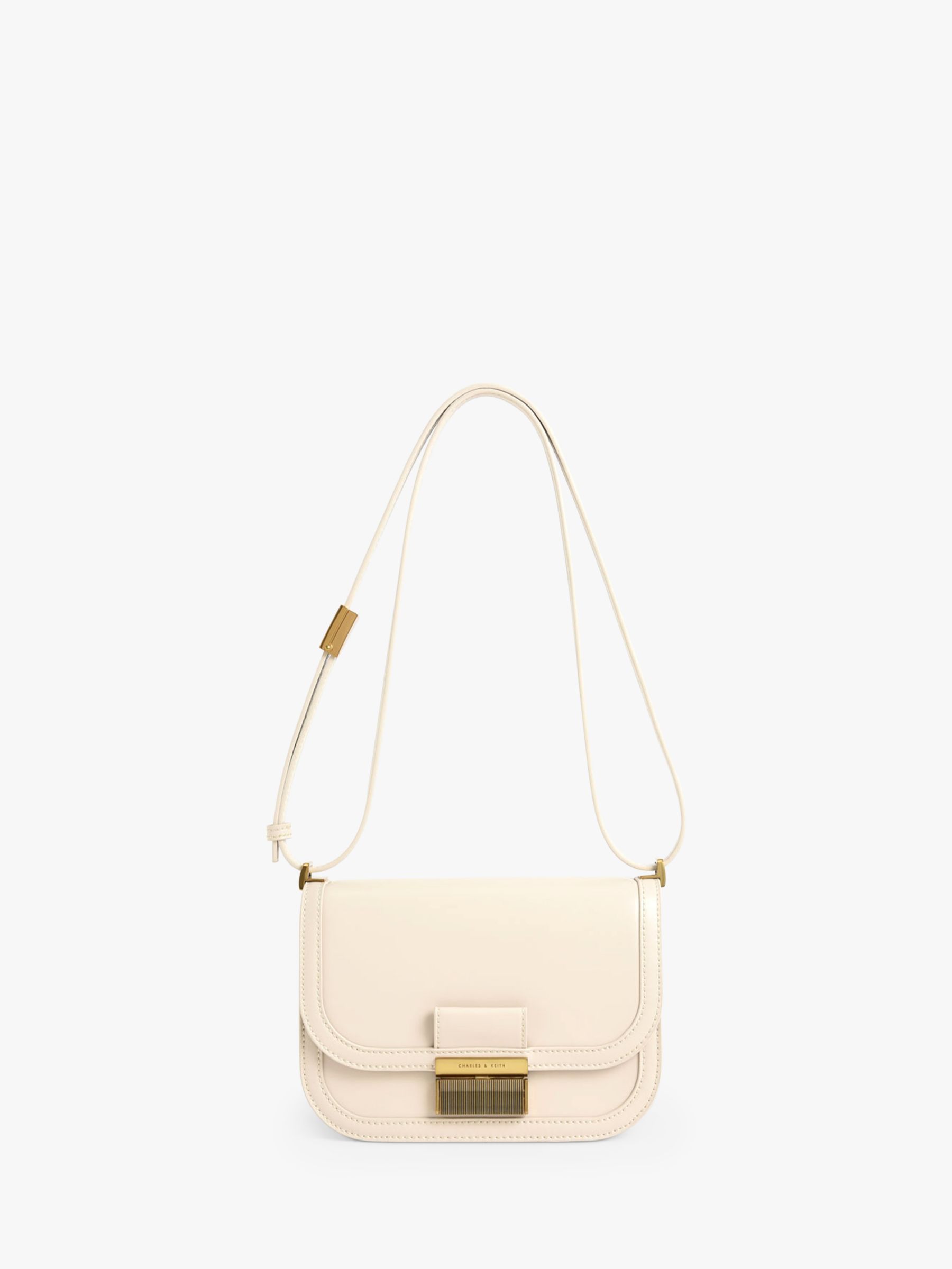 CHARLES & KEITH Charlot Faux Leather Cross Body Bag, Ivory at John