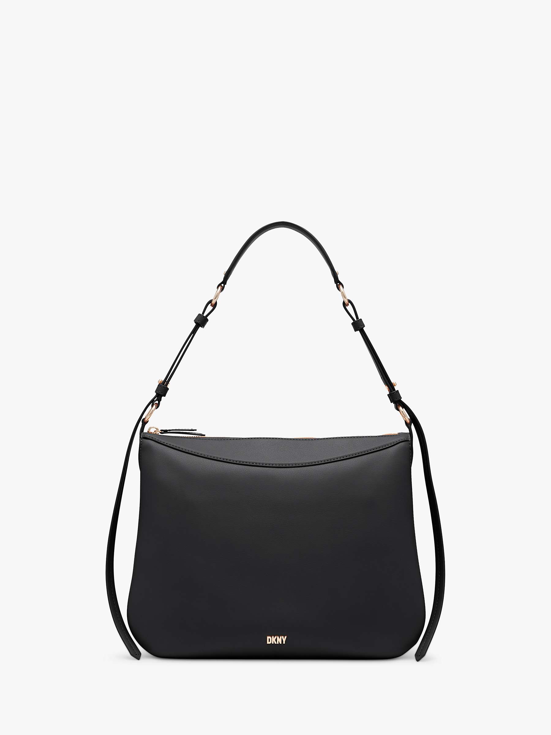 Buy DKNY Hobo Leather Shoulder Bag, Black Online at johnlewis.com