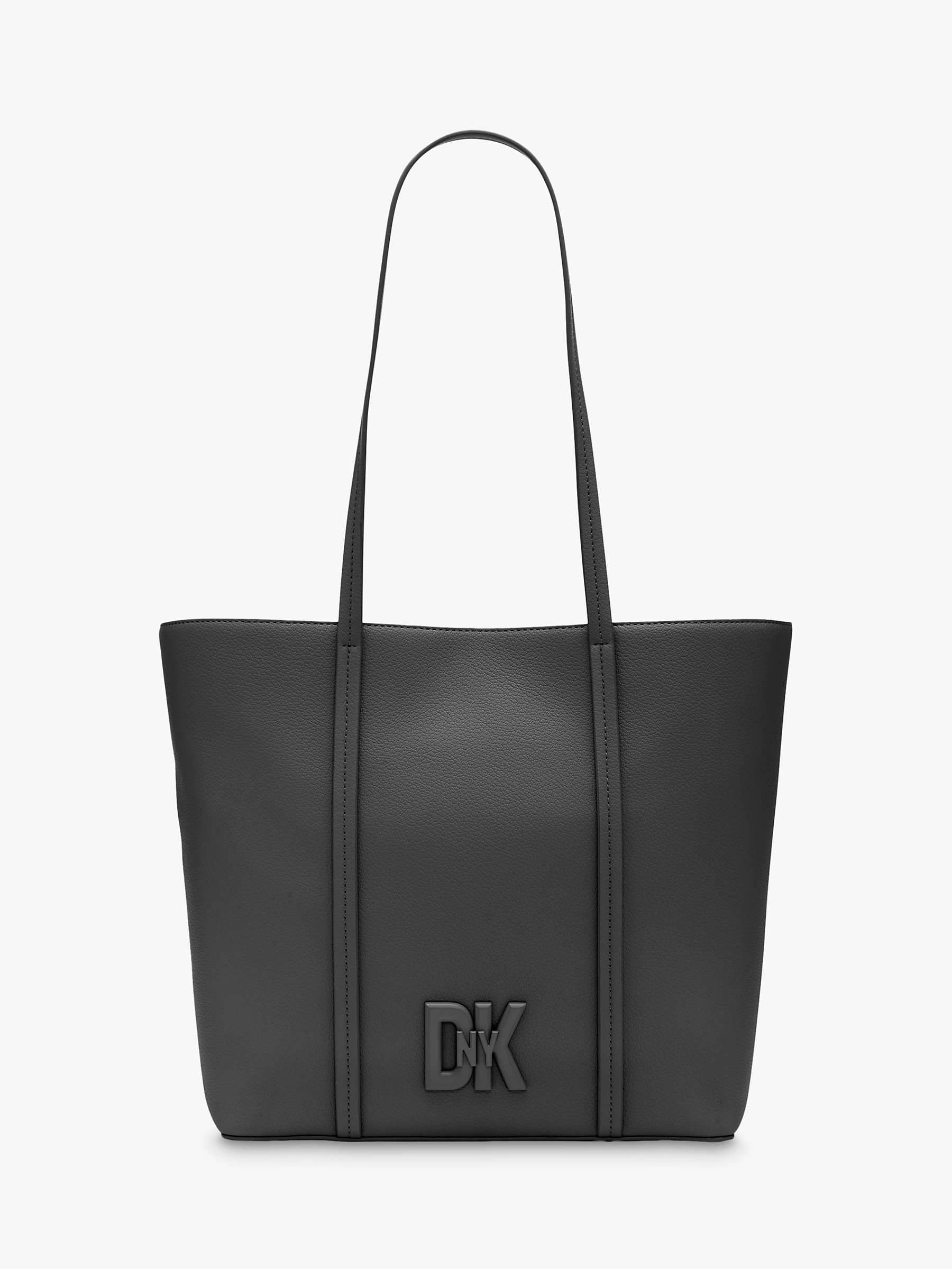 DKNY Servent Leather Tote Bag, Black at John Lewis & Partners