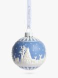 Wedgwood Porcelain Deer Scene Christmas Bauble Tree Ornament, Blue/White