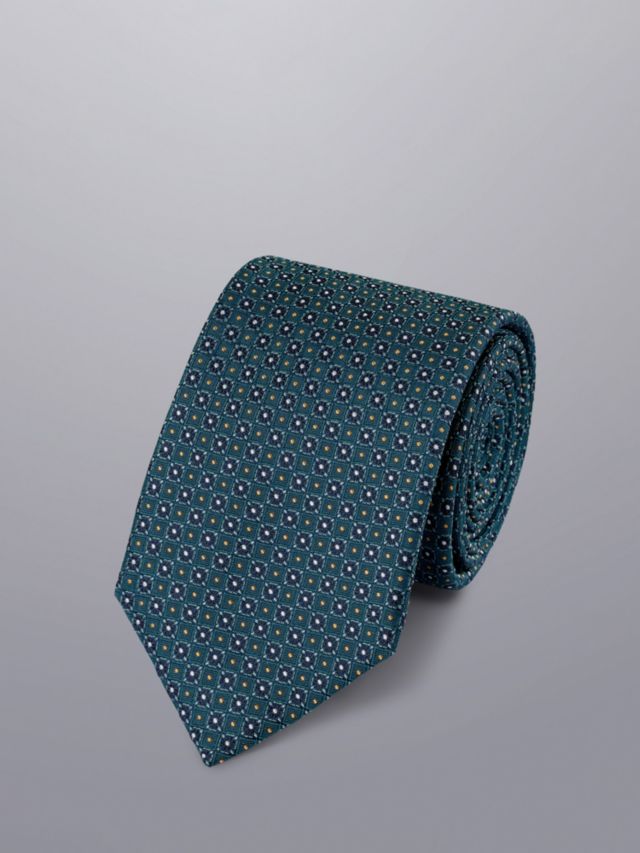 Charles Tyrwhitt Geometric Print Silk Tie, Teal/Navy