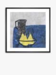 Bianca Harrington - 'Spotted Pitcher & Pears' Framed Print & Mount, 60 x 60cm, Blue/Yellow
