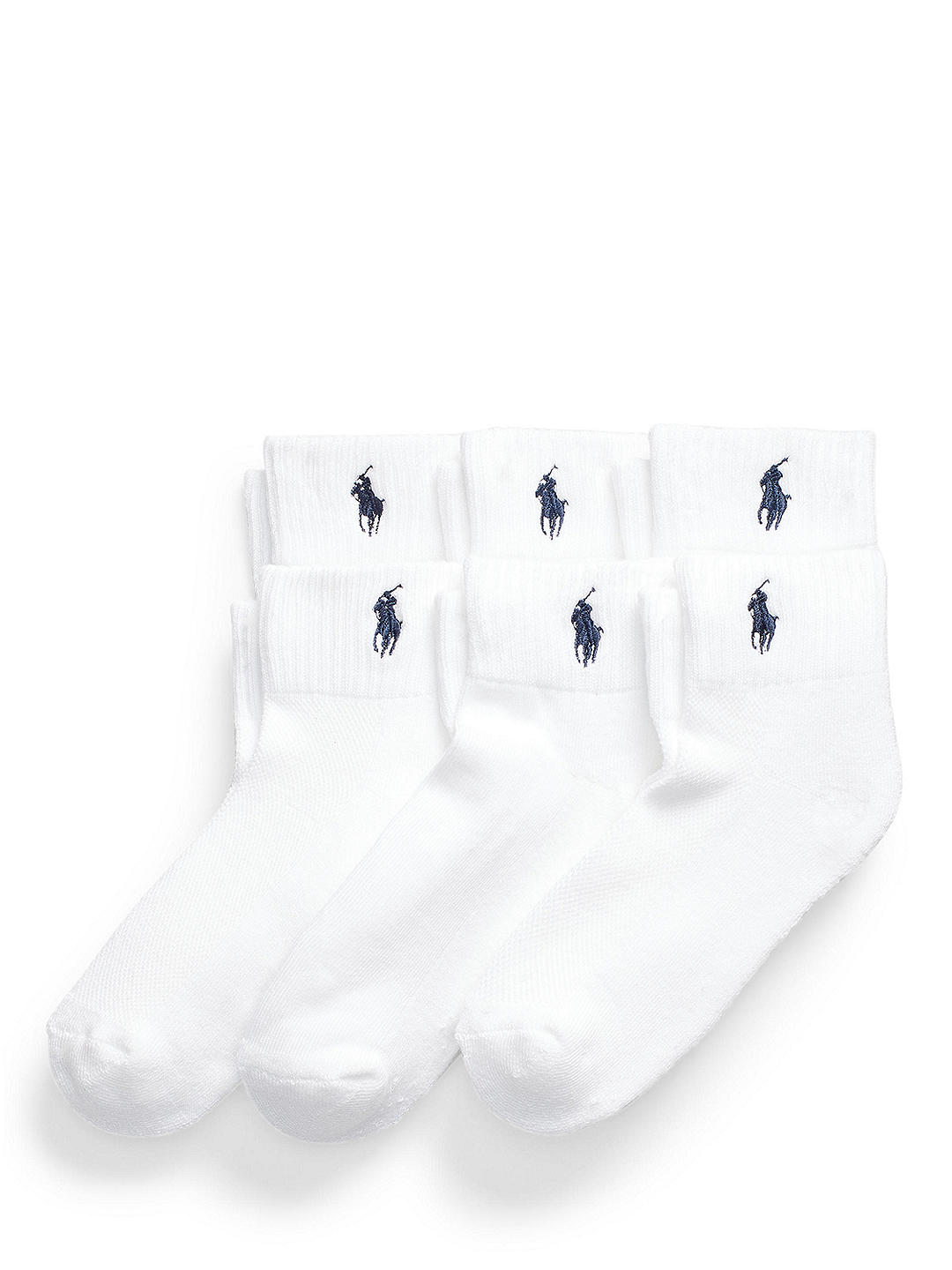Ralph Lauren Cushion Sole Ankle Socks, Pack of 6, White