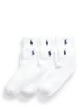 Ralph Lauren Cushion Sole Ankle Socks, Pack of 6, White