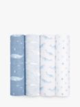 Aden + Anais GOTS Organic Cotton Muslin Swaddle Blanket, Pack of 4, Oceanic