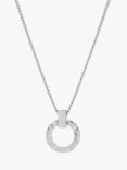 Tutti & Co Palm Collection Textured Circle Pendant Necklace, Silver