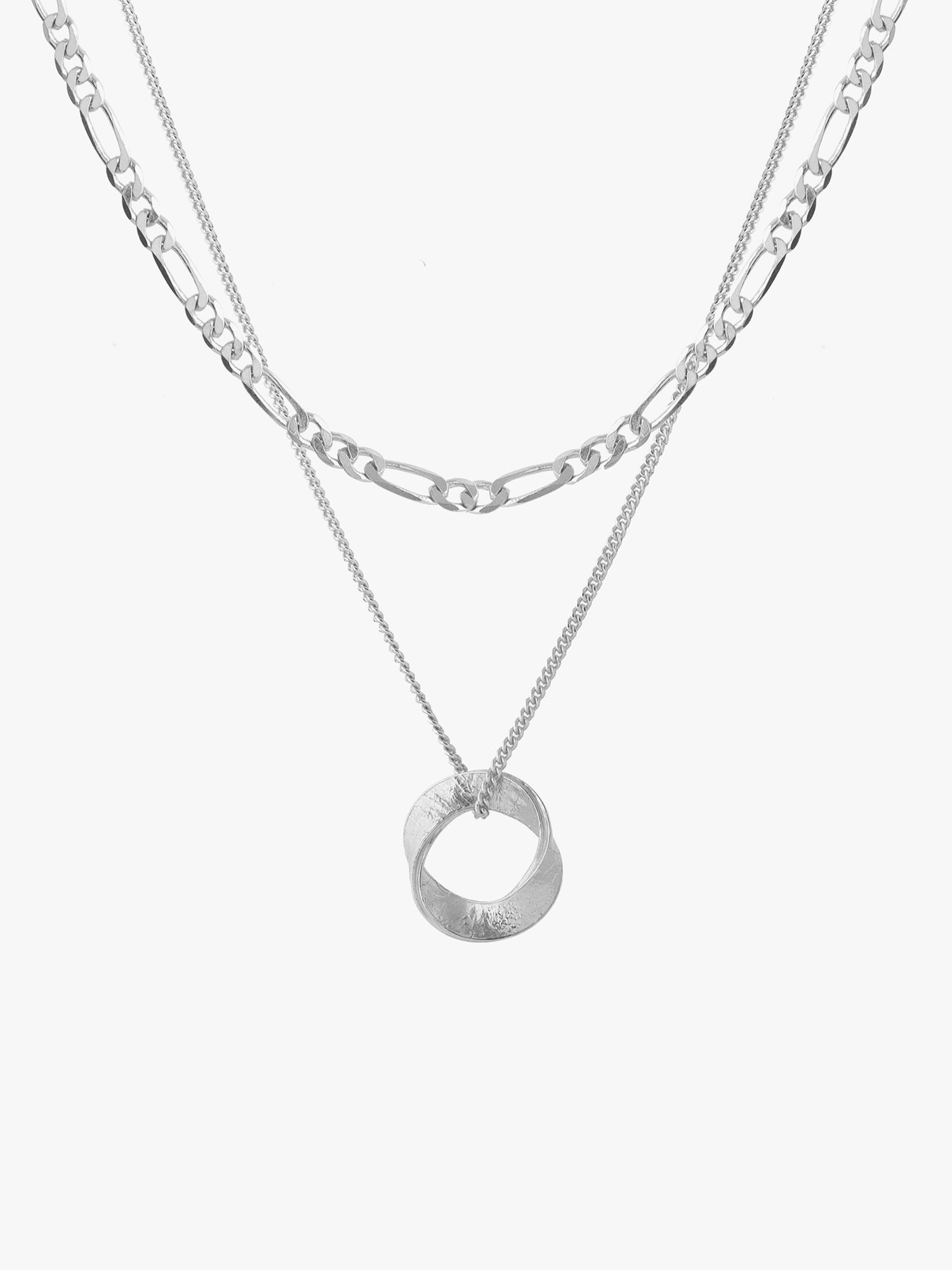 Tutti & Co Cypress Double Layer Pendant Necklace, Silver