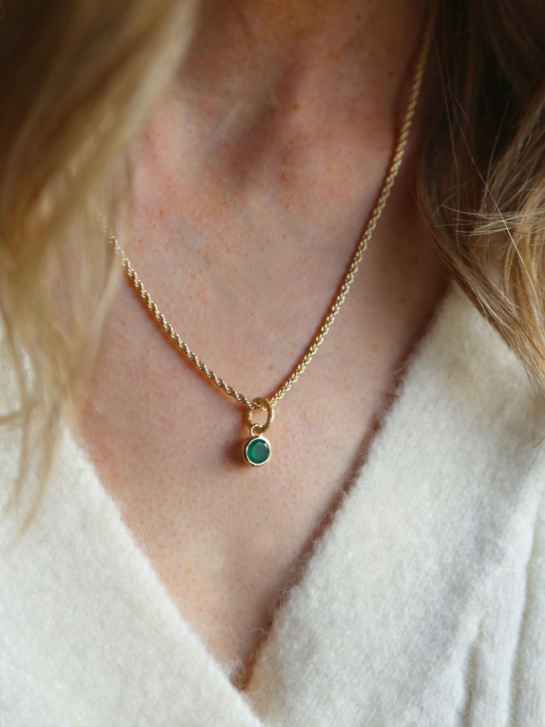 Tutti & Co May Birthstone Necklace, Green Onyx/Gold