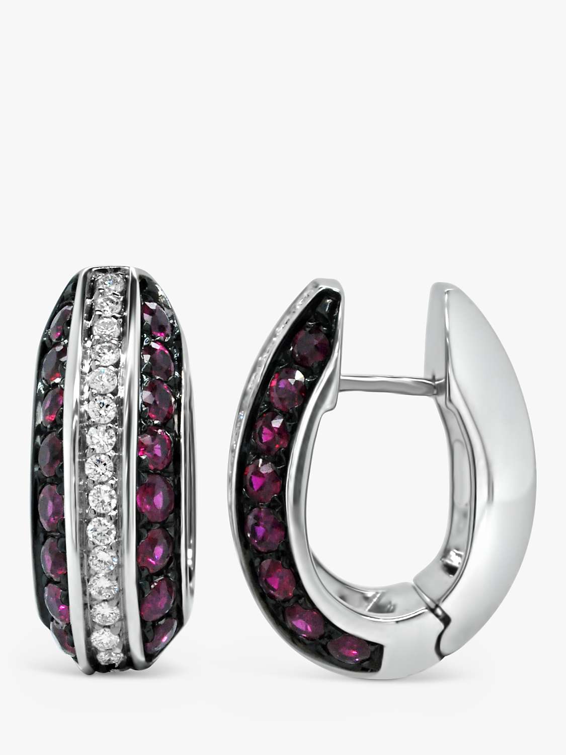 Buy Milton & Humble Jewellery Second Hand 18ct White Gold Ruby & Diamond Hoop Earrings Online at johnlewis.com
