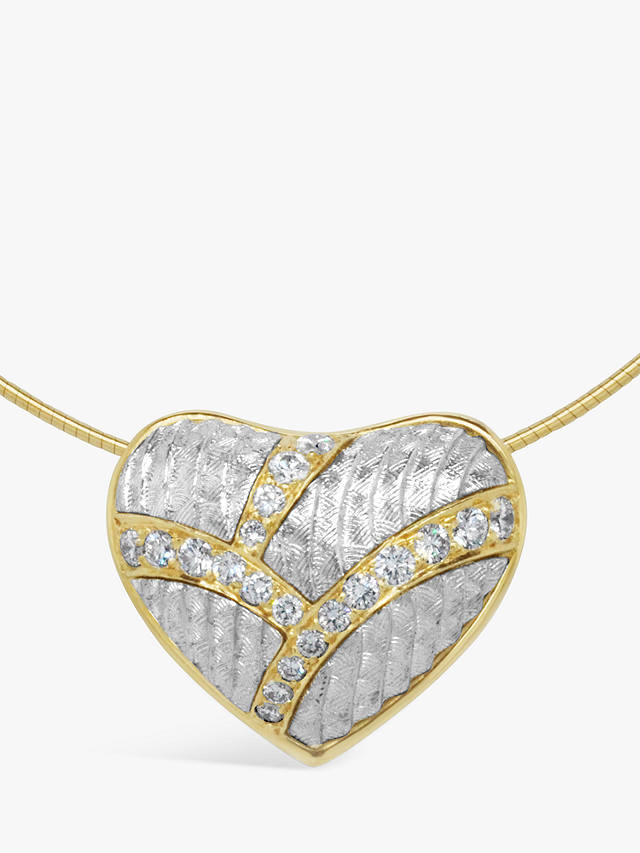 Milton & Humble Jewellery Second Hand Platinum & 18ct Yellow Gold Diamond Heart Pendant Necklace