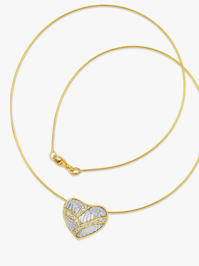 Milton & Humble Jewellery Second Hand Platinum & 18ct Yellow Gold Diamond Heart Pendant Necklace