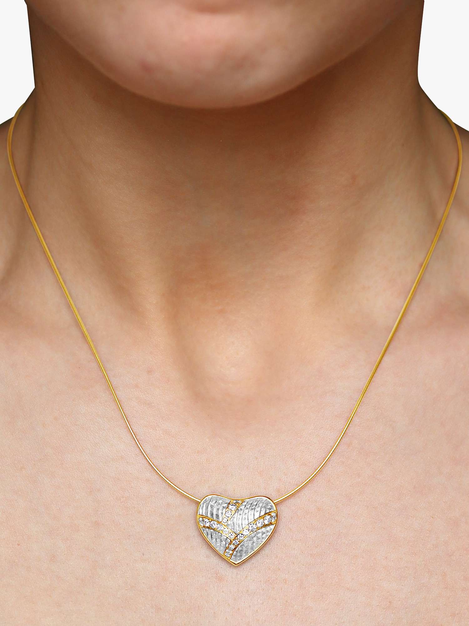 Buy Milton & Humble Jewellery Second Hand Platinum & 18ct Yellow Gold Diamond Heart Pendant Necklace Online at johnlewis.com