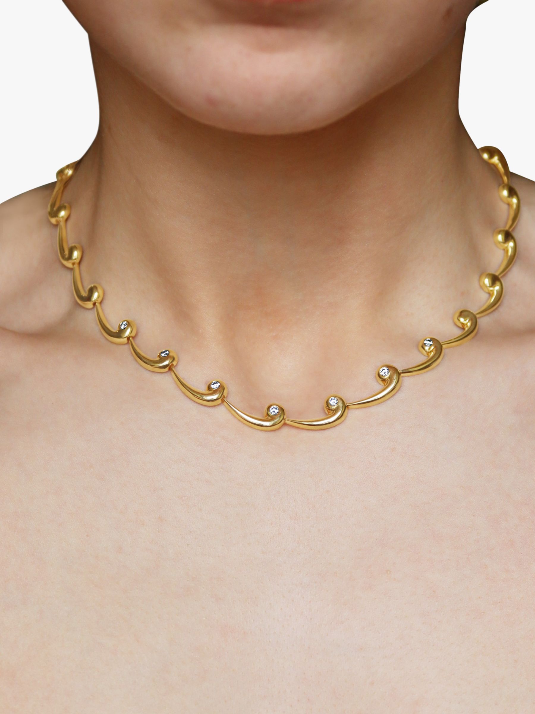 Buy Milton & Humble Jewellery Second Hand 9ct Yellow Gold Diamond Link Necklace, Dated 1998 Online at johnlewis.com
