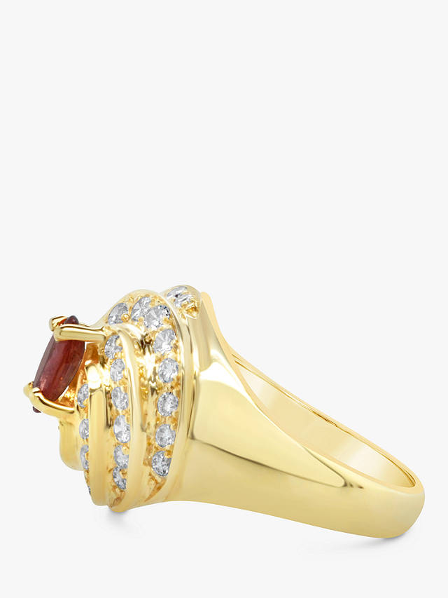 Milton & Humble Jewellery Second Hand 18ct Yellow Gold Orange Sapphire & Diamond Cluster Cocktail Ring
