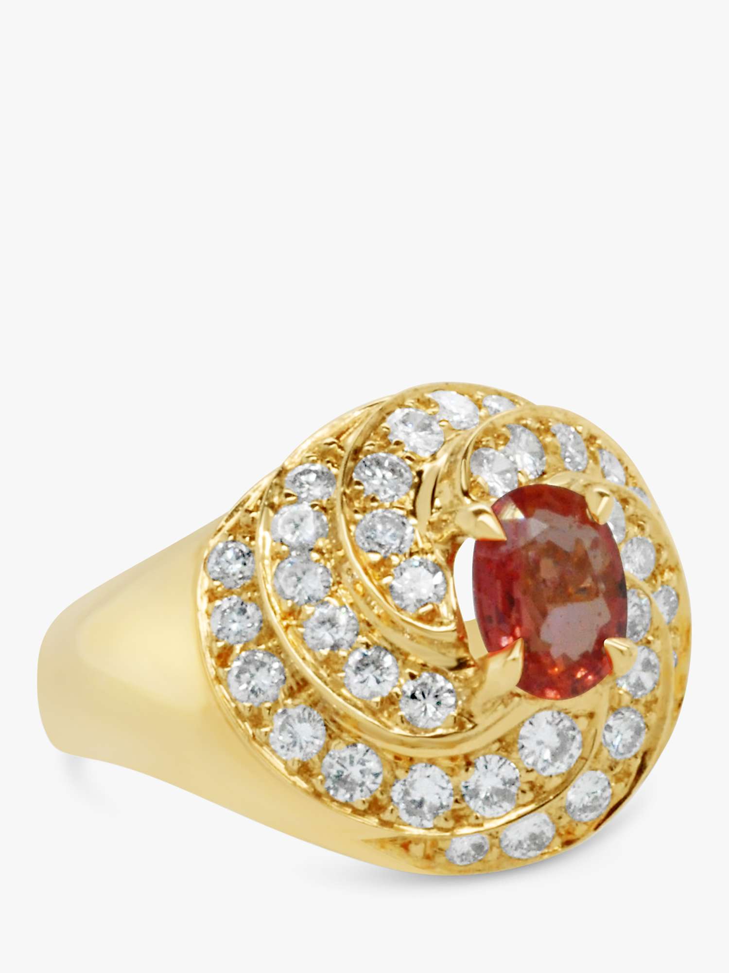 Buy Milton & Humble Jewellery Second Hand 18ct Yellow Gold Orange Sapphire & Diamond Cluster Cocktail Ring Online at johnlewis.com