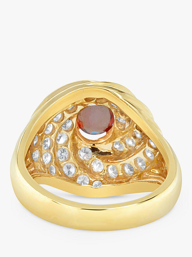 Milton & Humble Jewellery Second Hand 18ct Yellow Gold Orange Sapphire & Diamond Cluster Cocktail Ring